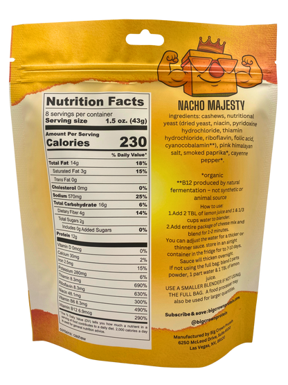 Nacho Majesty - Vegan Protein Cheese Sauce Mix - Just Add, Water, Lemon, and Blend!